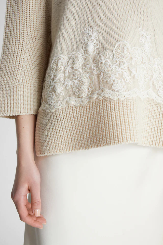 Lace Adorned Knit Sweater