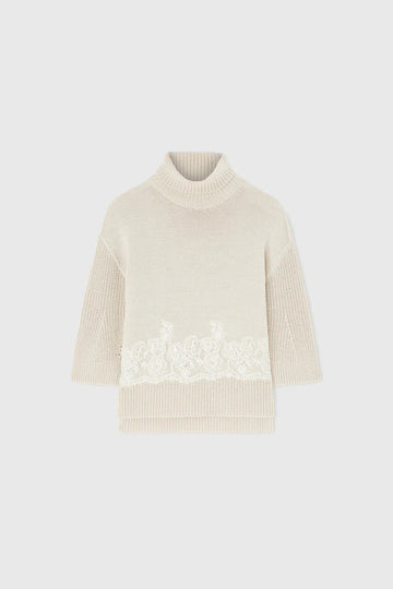 Lace Adorned Knit Sweater